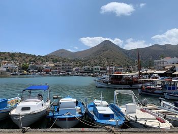 Boats moored in harbor