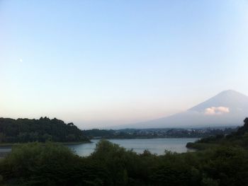 Scenic view of lake against clear sky