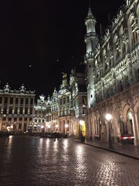 Illuminated buildings at night