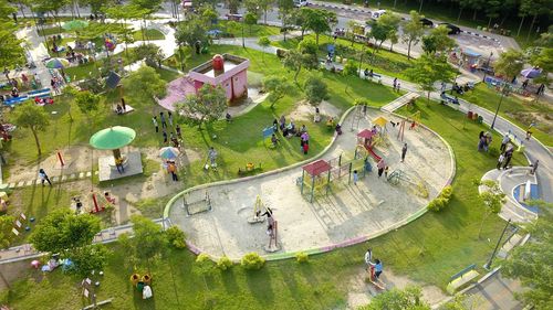 High angle view of people in park