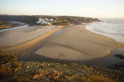 High angle view of beach against sky