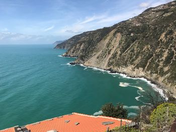 High angle view of sea against sky