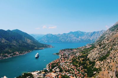 High angle view of boats in sea