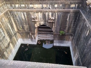 High angle view of bridge over canal