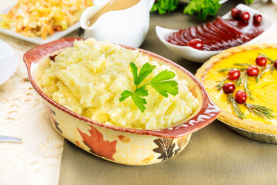 Close-up of food on table