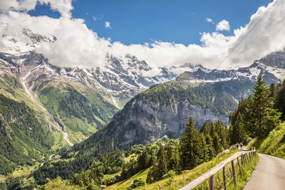 Panoramic view of landscape and mountains against sky