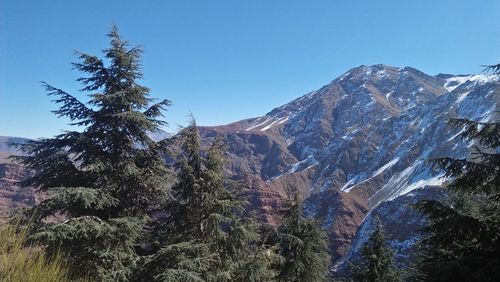 Scenic view of mountains against clear sky