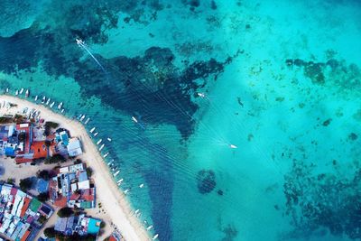 High angle view of people on beach