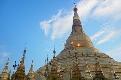 Low angle view of pagoda against sky