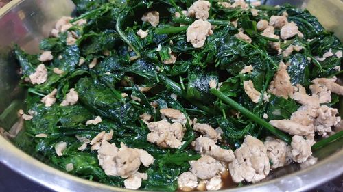 High angle view of food in bowl