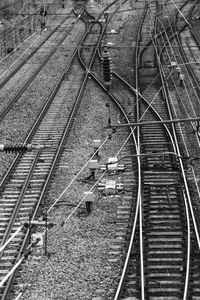 High angle view of train on railroad tracks