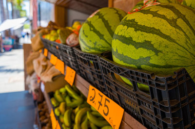 Fruit market stand watermelon sale
