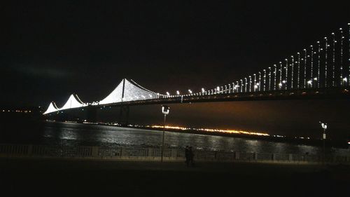 Bridge over river at night