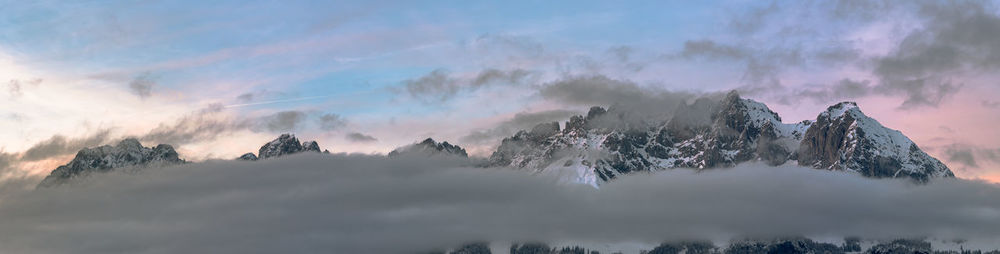 Wilder kaiser alps in colors with clouds