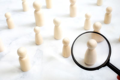 Close-up of chess pieces on table