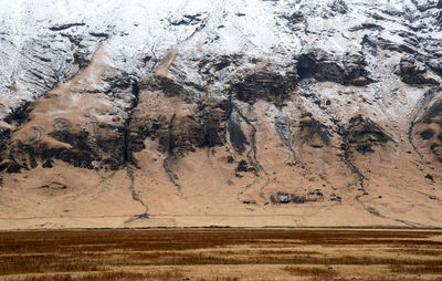 Winter landscape with mountain covered in snow, iceland europe in wintertime