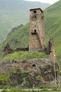 Low angle view of old ruin building