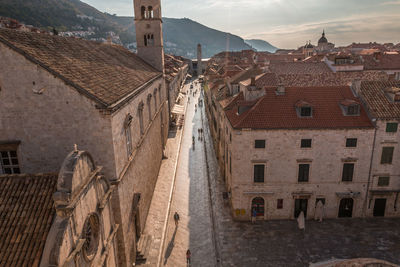 Panoramic view of old town by buildings in city