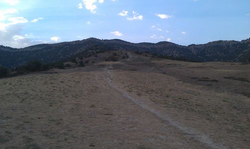 Scenic view of arid landscape against sky