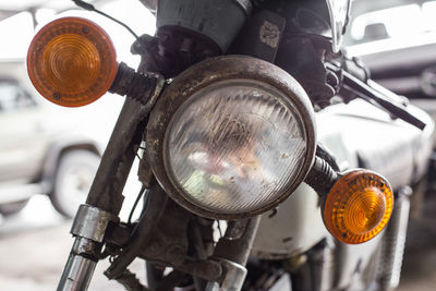 Close-up of motor bike 