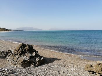 Scenic view of sea against clear sky