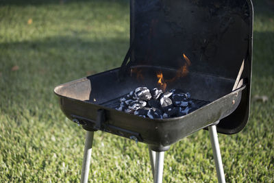 Close-up of barbecue grill