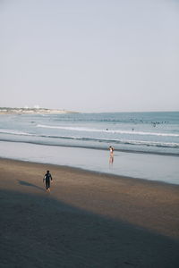 Scenic view of sea against clear sky