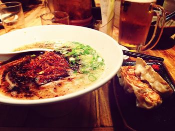 Close-up of food served in plate
