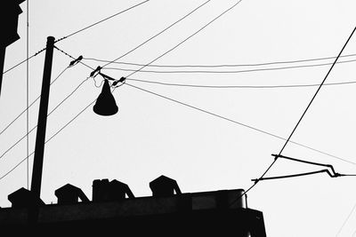 Low angle view of power line against sky