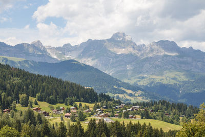 Panoramic view of landscape and mountains against sky