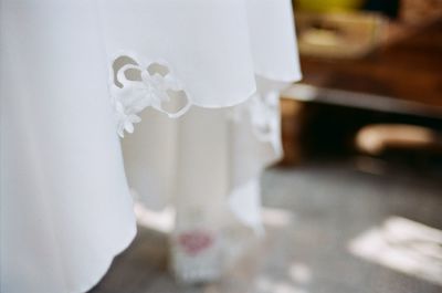 Close-up of white curtain