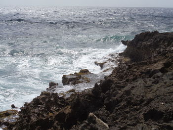 Scenic view of rocky beach