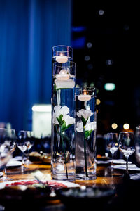 Luxury table settings for fine dining with and glassware, beautiful blurred  background. for events,