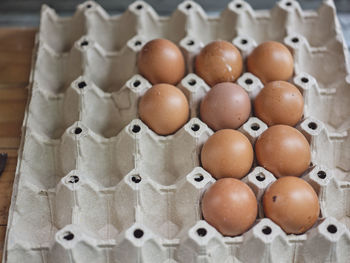 Close up view , organic eggs on the tray. cheap healthy protein.