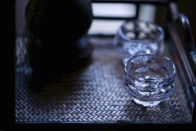 Close-up of water in glass on table