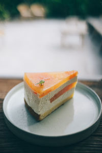 Close-up of dessert in plate on table