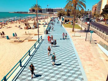 High angle view of people on beach