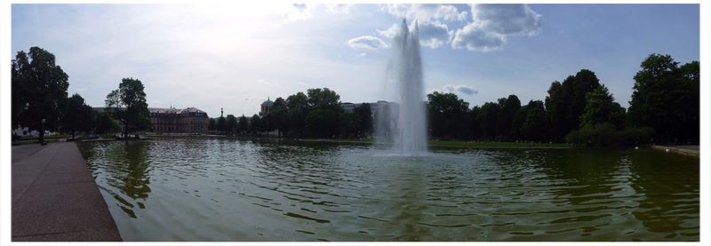 Scenic view of waterfall in park