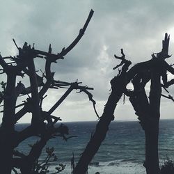 Scenic view of sea against cloudy sky