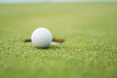 Close-up of ball on field