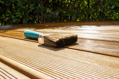 Close-up of wood on table