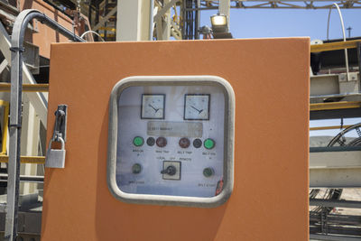 Close-up of locked control panel
