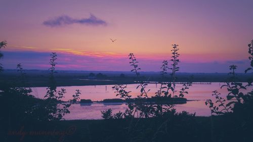 Scenic view of sea at sunset