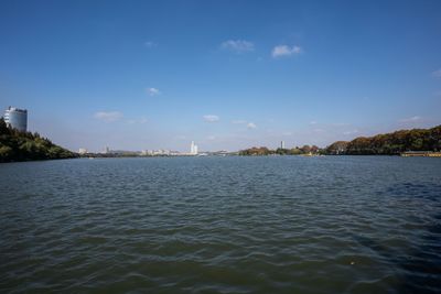 Scenic view of lake against sky