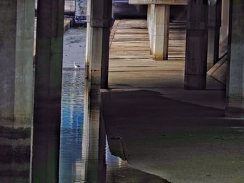 View of pier over river