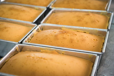 High angle view of bread in box