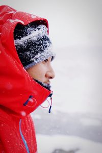 Close-up of boy in snow