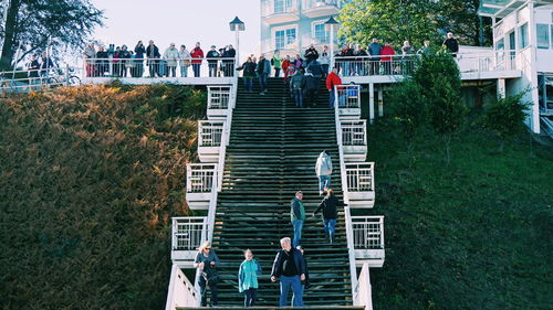 Group of people in front of building