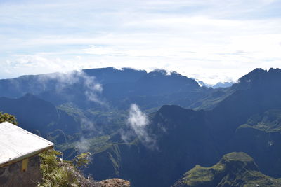 Scenic view of mountains against sky