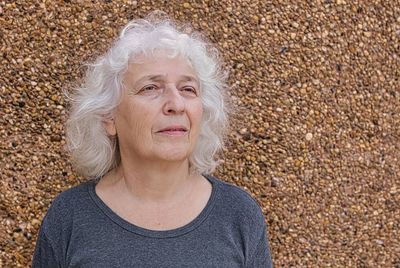 Portrait of a beautiful gray-haired seventy-year-old woman. person